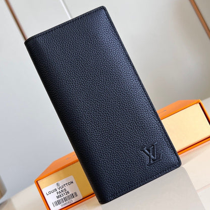 BRAZZA WALLET 19CM BLACK CALFSKIN