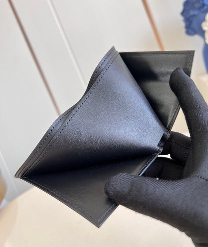 MULTIPLE WALLET 10CM BLACK CALFSKIN