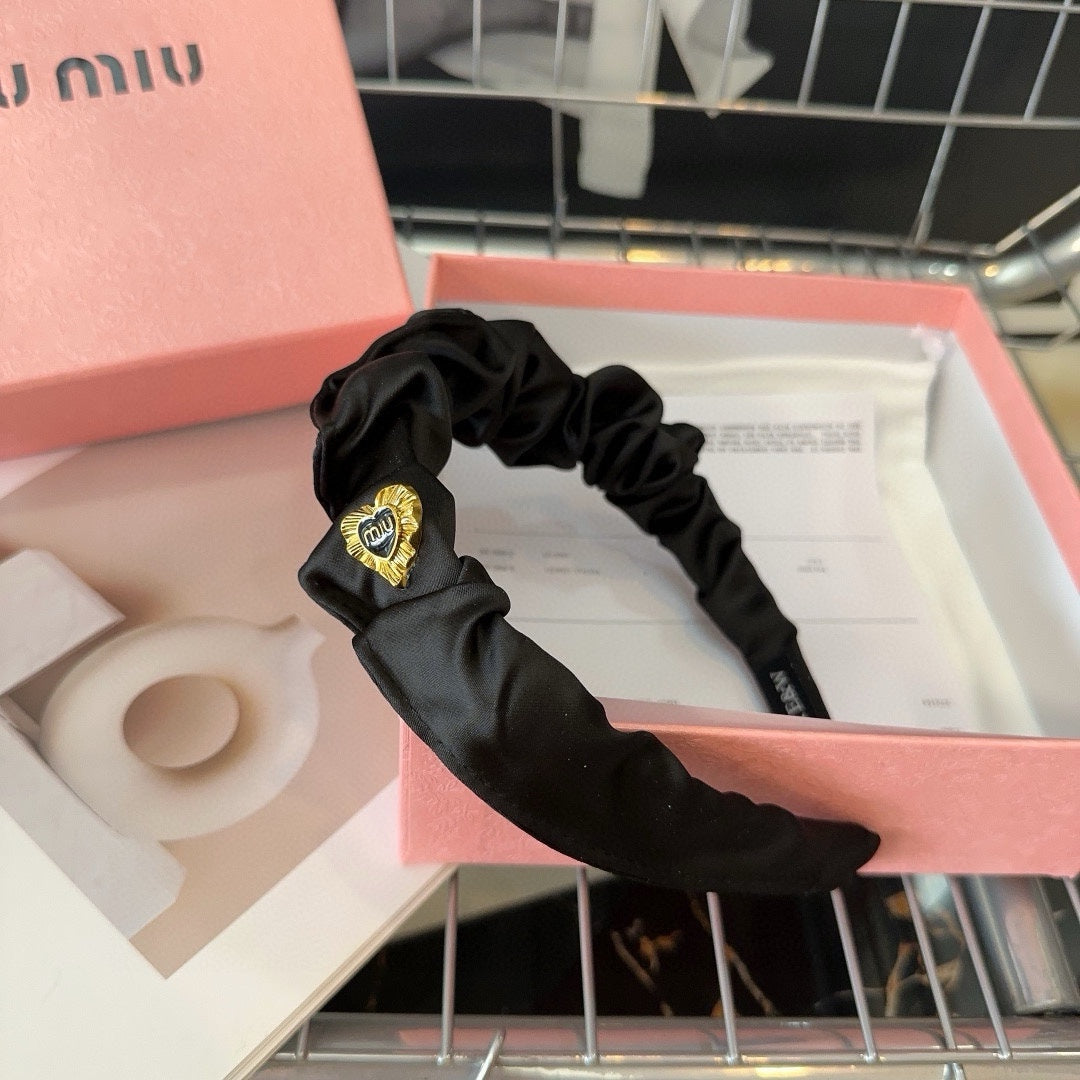 HEADBAND IN BLACK COTTON GOLD HARDWARE 425520