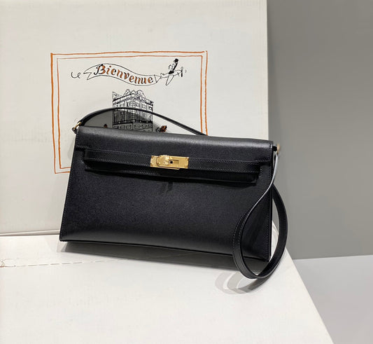 HM Kelly Elan 27cm Black Leather Ghw