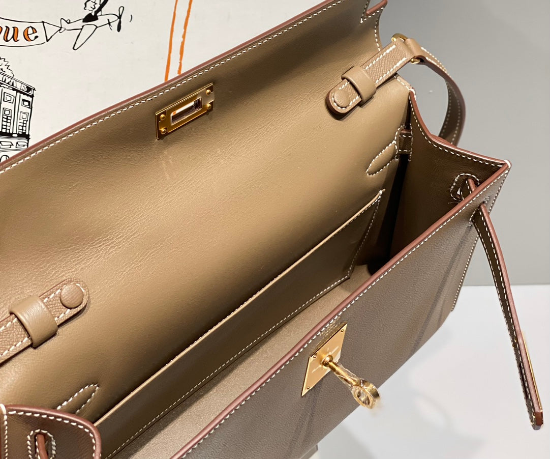 HM Kelly Elan 27cm Brown Leather Ghw