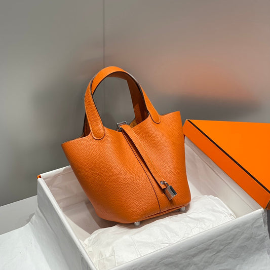picotin lock dark orange togo leather gold hardware