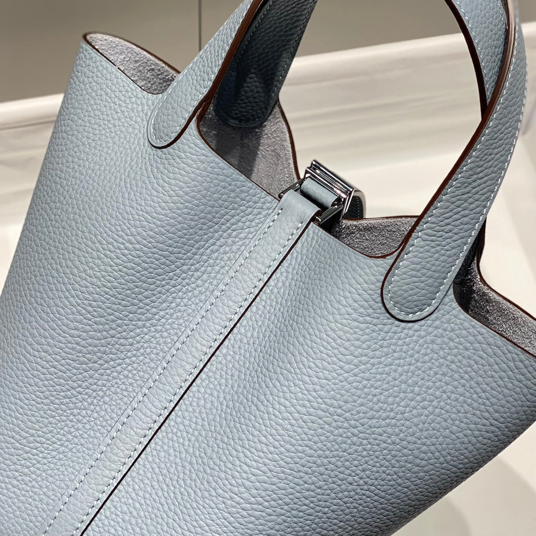 picotin lock light sky blue togo leather silver hardware
