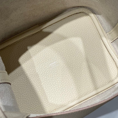 picotin lock ivory togo leather silver hardware