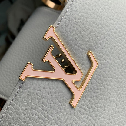 capucines mm 31.5 rock grey taurillon leather gold hardware