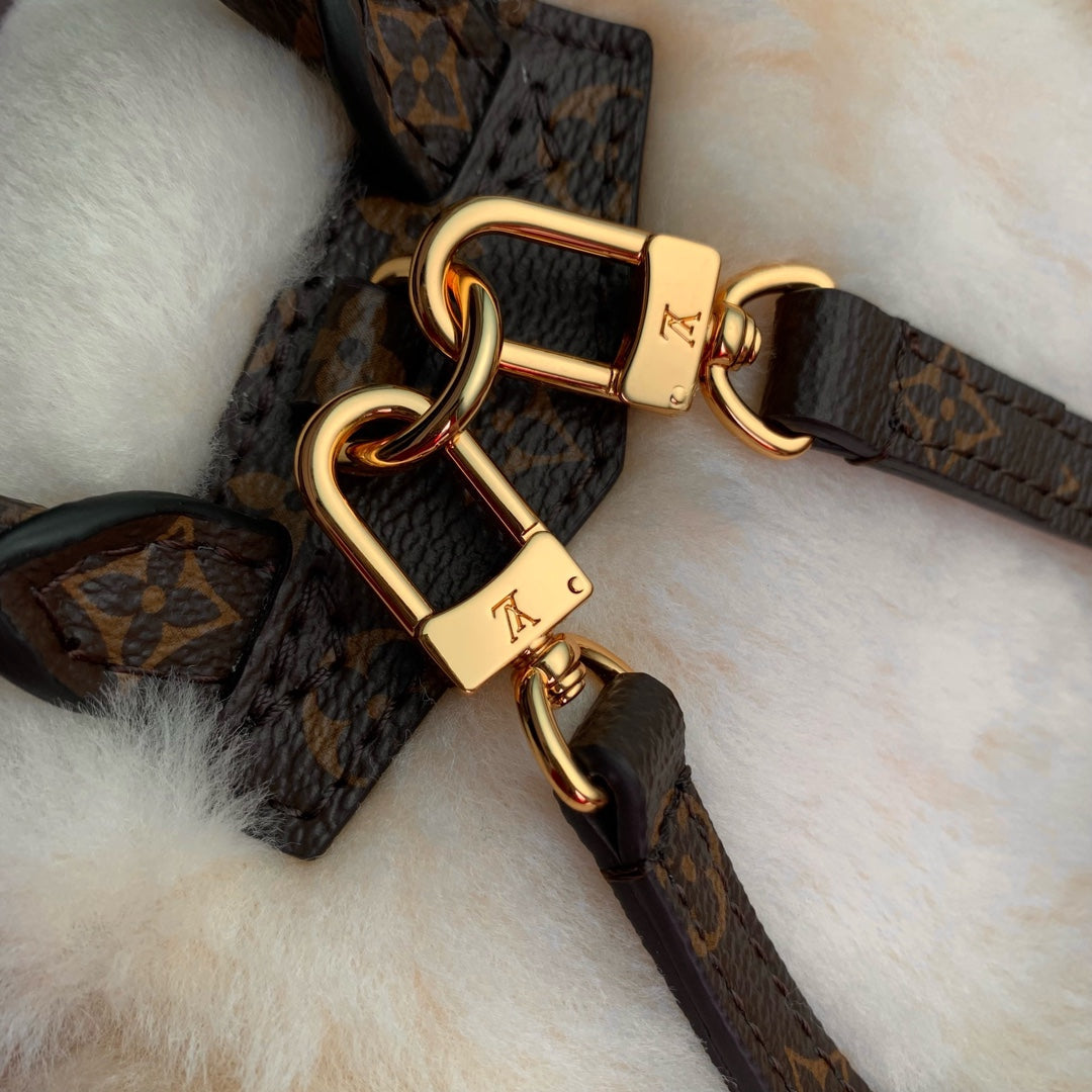 Lv Nano Teddy 25 Brown Monogram Wool