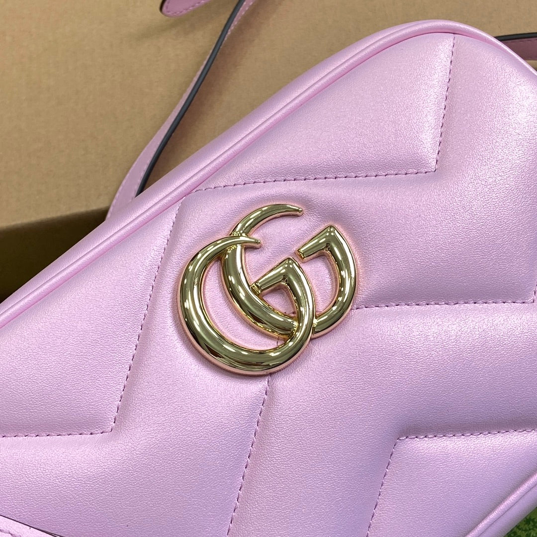 GG MARMONT 24 SMALL MATELASS¨¦ SHOULDER BAG LIGTH PINK CALFSKIN