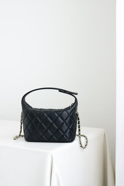 CC 25C Hobo Bag Black Caviar Calfskin Silver Hardware 243623