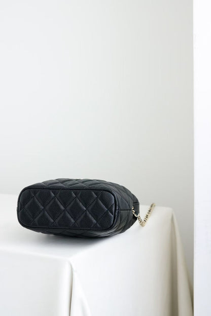 CC 25C Hobo Bag Black Caviar Calfskin Silver Hardware 243623