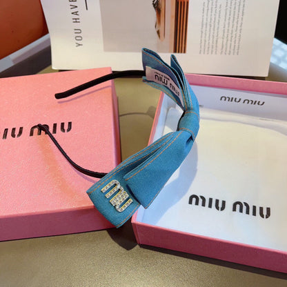 BOW HEADBAND IN BABY BLUE DENIM 398854