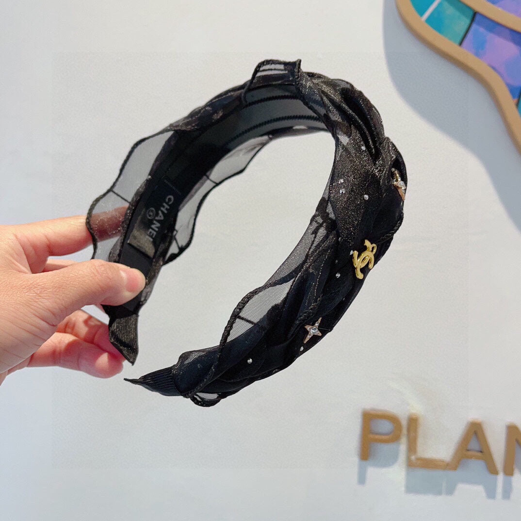 BLACK VOILE FABRIC HAIRBAND 417294