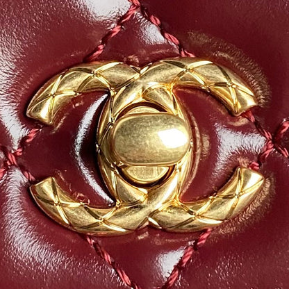 CC 24A Coco Handle Small 23cm Burgundy Patent Calfskin Gold Hardware