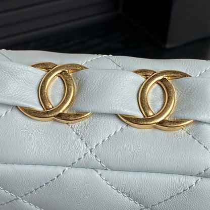 CC 24K Mini Flap Bag 21cm Cloud Blue Lambskin Gold Hardware