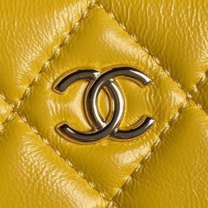 24K Camera Bag Yellow Calfskin Gold Hardware