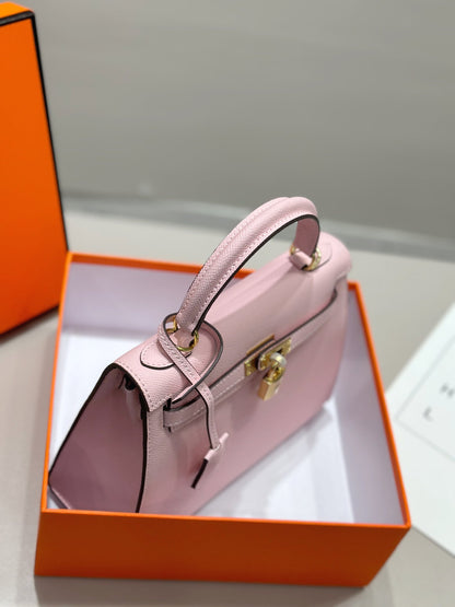 HM Kelly 25cm Light Pink Epsom Leather Gold Hardware