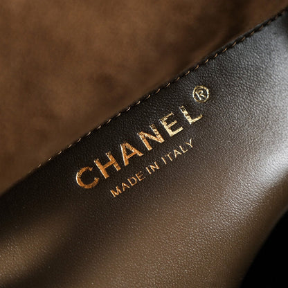 Classic Flap Bag 20cm Brown Suede Gold Hardware