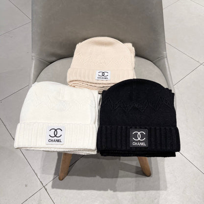 SET BEANIE HAT AND SCARF BISQUE BEIGE 427884