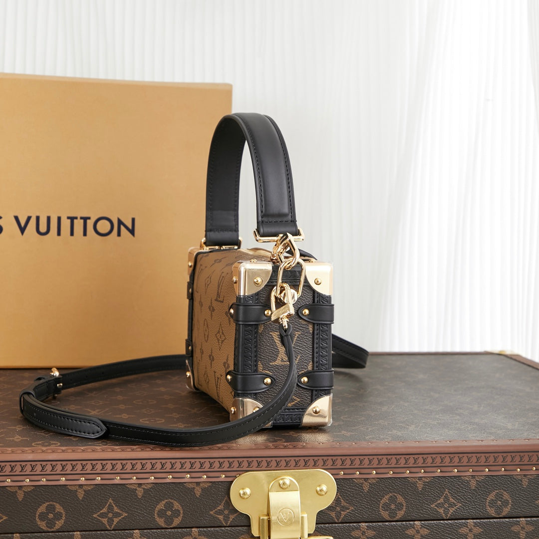SIDE TRUNK MINI 18 IN BROWN MONOGRAM REVERSE CANVAS GOLD HARDWARE