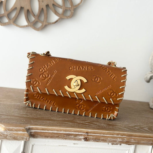 CC Classic Medium Flap Bag 25cm Brown Calfskin