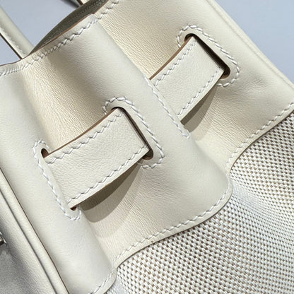 HM Birkin 30 Milkshake White Canvas with Swift Leather Silver Hardware 237310