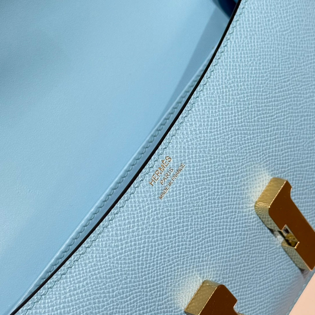 HM Constance Elan 24cm Bag Cloud Blue Epsom Leather Gold Hardware