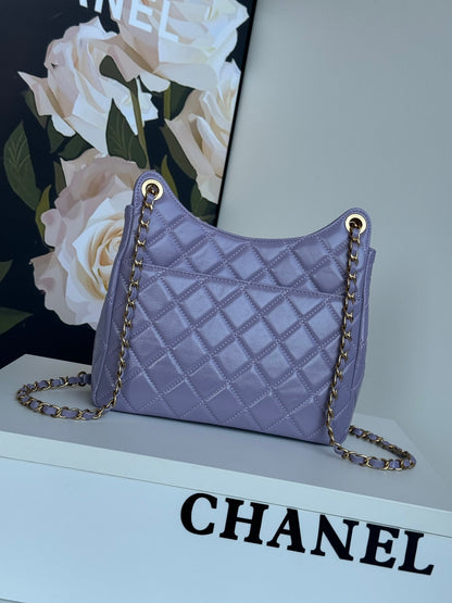 CC 23C Small Hobo Bag 21.5 Violet Lambskin Gold Hardware
