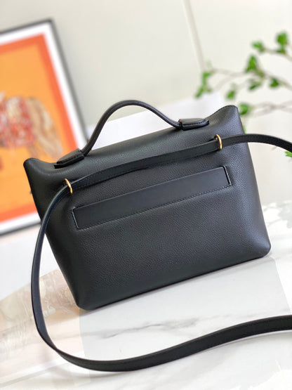 HM 24/24 Mini Bag 21cm Black Evercolor Leather Gold Hardware