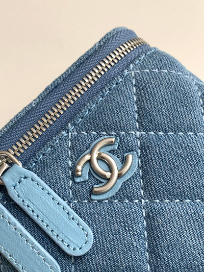 CC 24K Vanity 11cm Blue Denim Silver Hardware