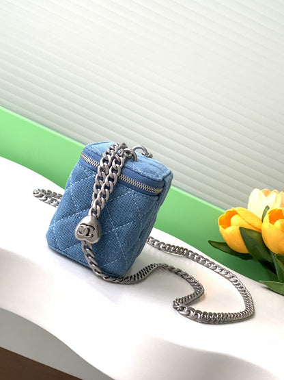 CC 24K Vanity 11cm Blue Denim Silver Hardware