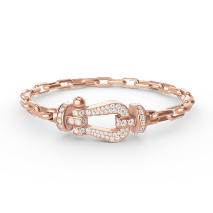 GRAND BRACELET EN MÉTAL À FERMOIR EN FER À CHEVAL DIANA FORCE