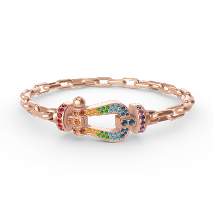 GRAND BRACELET EN MÉTAL À FERMOIR EN FER À CHEVAL DIANA FORCE