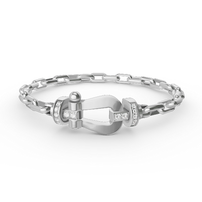 GRAND BRACELET EN MÉTAL À FERMOIR EN FER À CHEVAL DIANA FORCE