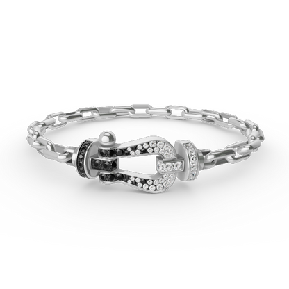GRAND BRACELET EN MÉTAL À FERMOIR EN FER À CHEVAL DIANA FORCE