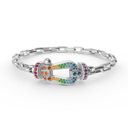 GRAND BRACELET EN MÉTAL À FERMOIR EN FER À CHEVAL DIANA FORCE