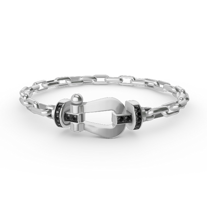 GRAND BRACELET EN MÉTAL À FERMOIR EN FER À CHEVAL DIANA FORCE