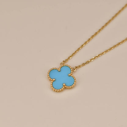 CLOVER 15MM VINTAGE TURQUOISE NECKLACE