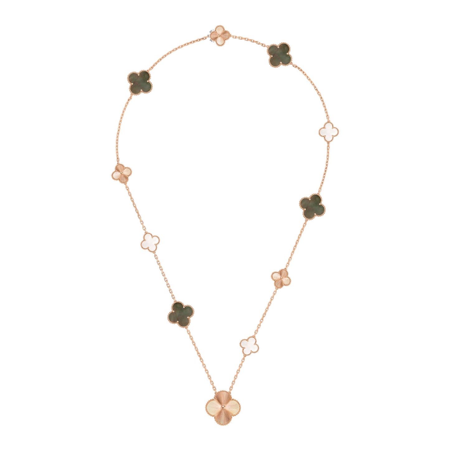 DETACHABLE CLOVER 15(11+4) FLOWER ROSE GOLD NECKLACE SET