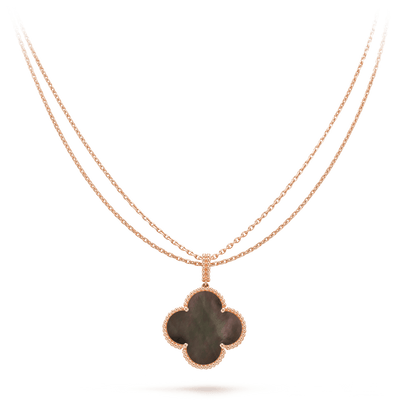 CLOVER 25MM GOLD DARK MOP BIG CLOVER NECKLACE