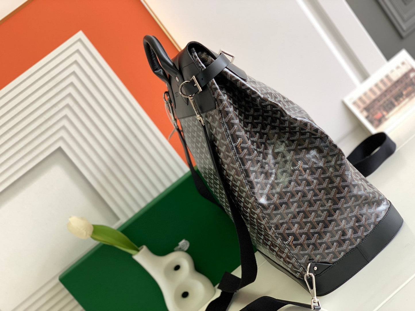 GOYA STEAMER PM BAG 48CM BLACK CANVAS